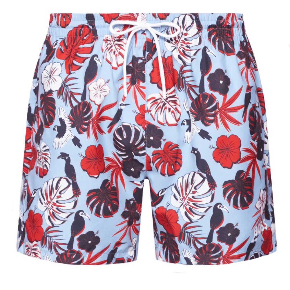 NWT Hugo BOSS Men's Piranha Swim Trunk Shorts Open Blue Medium M